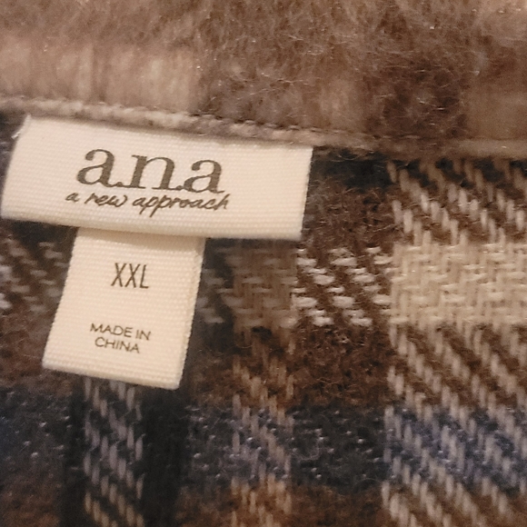 a.n.a Fleece Nuetral Plaid Jacket 2XL - Picture 6 of 7